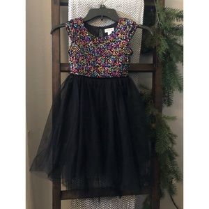 Girl Black Sequin and Tulle Dress